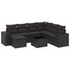 vidaXL 8 pcs conjunto sof&aacute;s de jardim com almofad&otilde;es vime PE preto