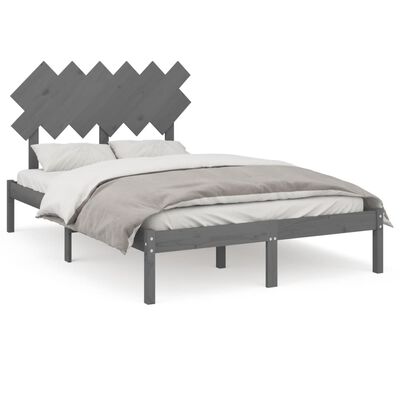 vidaXL Estrutura cama pequena casal 120x190 cm pinho maciço cinza