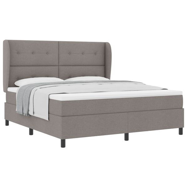 vidaXL Cama Box com colch&atilde;o Cinzento-acastanhado 180 x 200 cm tecido