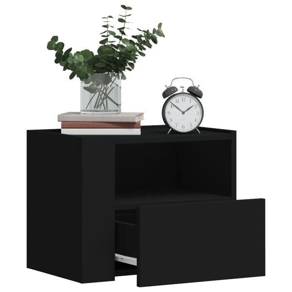 vidaXL Mesa de cabeceira de parede 45x30x35 cm preto