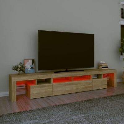 vidaXL Móvel de TV com luzes LED 230x36,5x40 cm carvalho sonoma