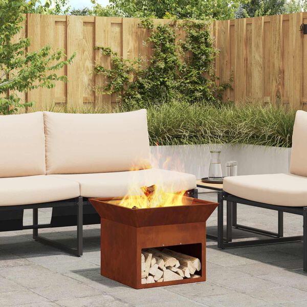 vidaXL Fire Pit Ferro Enferrujado 50 x 50 x 40 cm A&ccedil;o corten