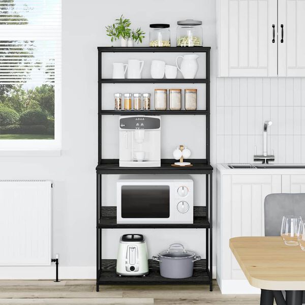 vidaXL Prateleira de Cozinha Carvalho Preto 80 x 40 x 168 cm