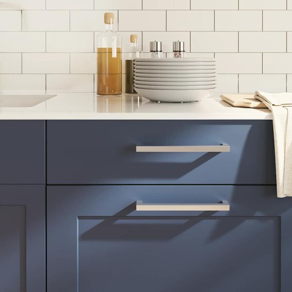 vidaXL Puxadores para móveis 5 pcs 192 mm aço inoxidável prateado