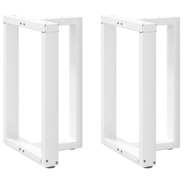 vidaXL P&eacute;s para mesa de jantar em forma de T, 2 pe&ccedil;as, branco, 50x35x(72-73) cm, a&ccedil;o