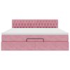 vidaXL Estrutura de cama otomana com colch&atilde;o 160x200 cm veludo rosa