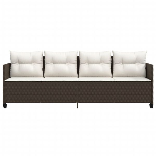 vidaXL Espregui&ccedil;adeira com almofad&otilde;es vime PE castanho