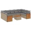 vidaXL 10 pcs conjunto de sof&aacute;s p/ jardim com almofad&otilde;es vime PE bege
