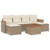 vidaXL 7 pcs conjunto de sof&aacute;s p/ jardim com almofad&otilde;es vime PE bege