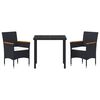 vidaXL Conjunto de Jantar para Jardim com almofada 5 pcs Preto vime PE