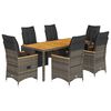 vidaXL 7 pcs conjunto bistr&ocirc; de jardim c/ almofad&otilde;es vime PE cinza