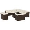 vidaXL 14 pcs conjunto sof&aacute;s p/ jardim c/ almofad&otilde;es vime PE castanho