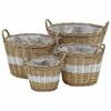 vidaXL Cestos para vasos 4 pcs vime com forro em PE