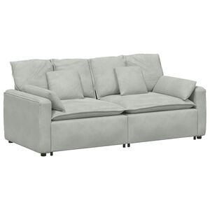 vidaXL Sof&aacute; modular com almofadas cinzento-claro