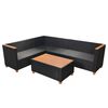 vidaXL 4 pcs conjunto lounge de jardim c/ almofadões vime PE preto