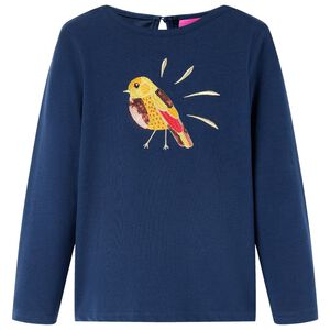 vidaXL T-shirt de manga comprida para crian&ccedil;a azul-marinho 92