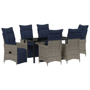 vidaXL Conjunto de Mesa e Cadeiras 7 pcs Cinzeto Rattan de PE