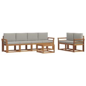 vidaXL Conjunto de Sof&aacute;s para Exterior 7 pcs Cinza Natural e Claro