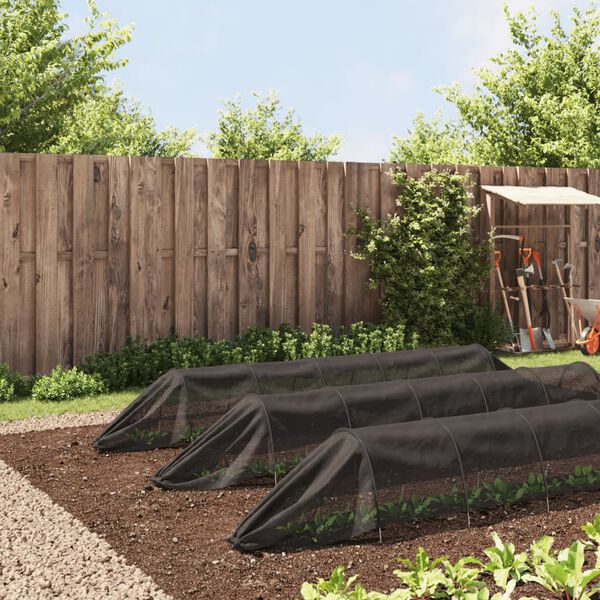 vidaXL T&uacute;neis de rede 3 pcs a&ccedil;o e polietileno preto