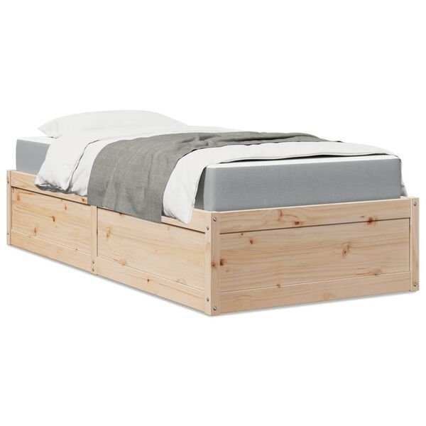 VidaXL Cama com colch&atilde;o 90x190 cm madeira de pinho maci&ccedil;a