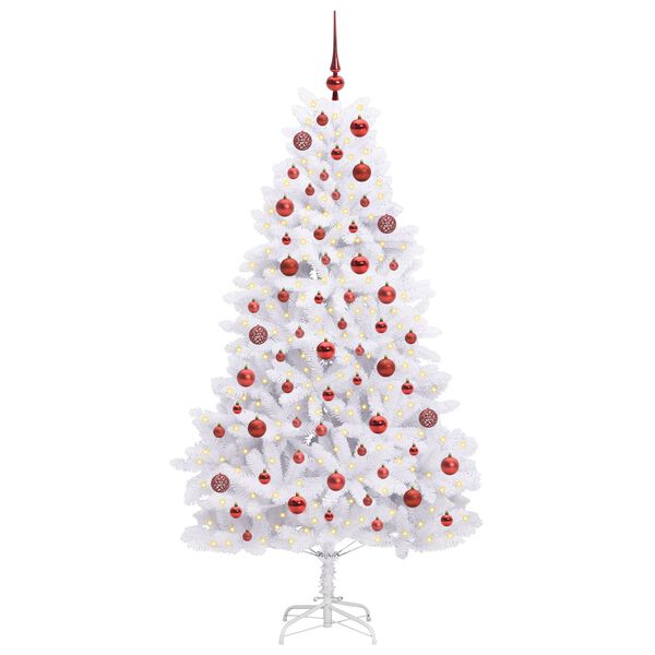 vidaXL &Aacute;rvore de Natal Articulada Artificial Branco 180 cm PVC e A&ccedil;o
