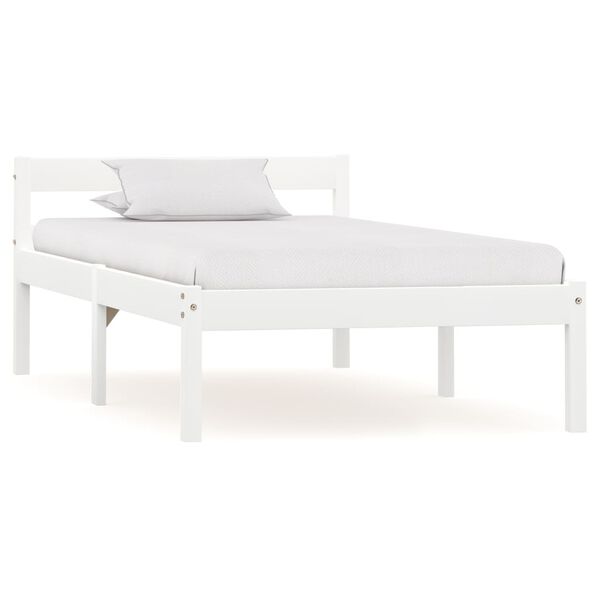 vidaXL Estrutura de cama com 2 gavetas 90x200 cm pinho maci&ccedil;o branco