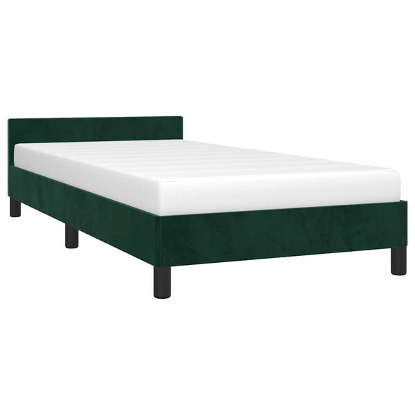 vidaXL Estrutura de cama sem colch&atilde;o 90x200 cm veludo verde-escuro
