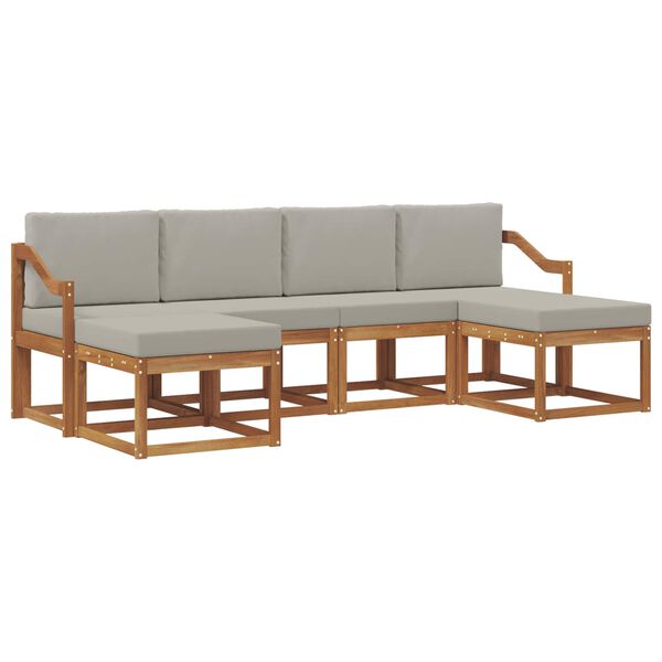vidaXL Conjunto de Sof&aacute;s para Exterior 6 pcs Cinza Natural e Claro