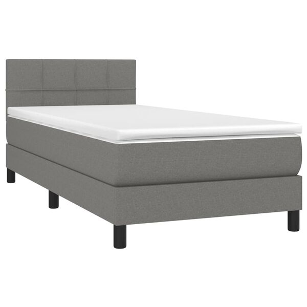 vidaXL Cama com molas/colch&atilde;o 90x190 cm tecido cinza-escuro