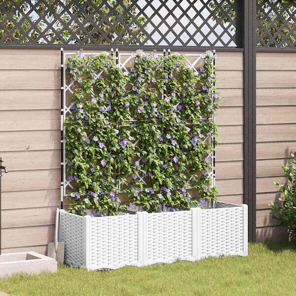 vidaXL Vaso de Jardim 3 pcs Branco 120 x 40 x 143 cm A&ccedil;o