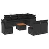 vidaXL 9 pcs conjunto de sof&aacute;s p/ jardim c/ almofad&otilde;es vime PE preto