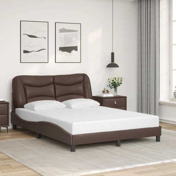 vidaXL Estrutura de cama sem colch&atilde;o Hvar 120x200cm couro artificial castanho