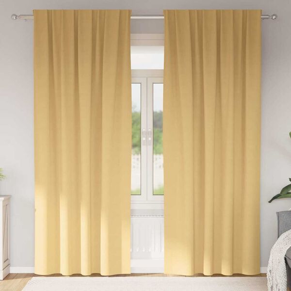 vidaXL Cortinas Blackout com Argolas 2 pcs Bege 260 x 140 cm Poli&eacute;ster