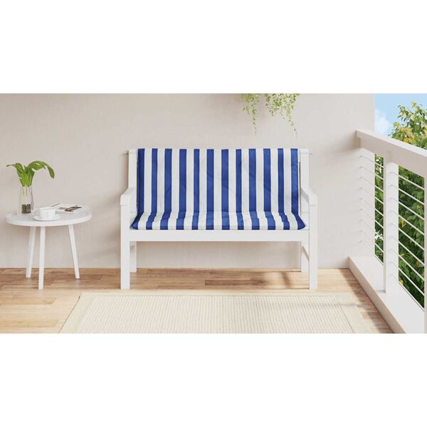 vidaXL Almofad&otilde;es p/ banco jardim 2 pcs 120x50x7 cm tecido azul/branco