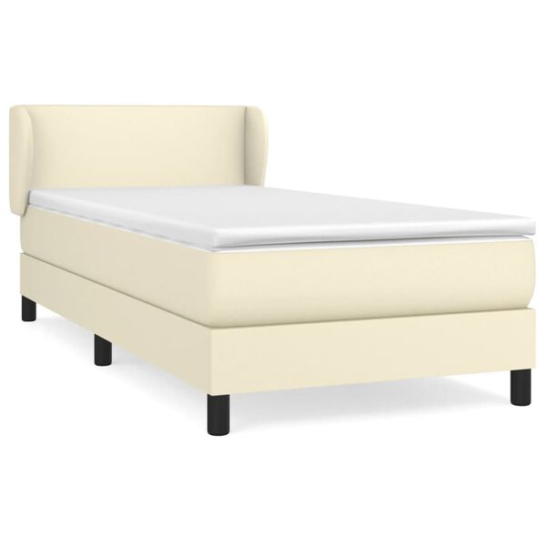 vidaXL Cama com molas/colch&atilde;o 80x200 cm couro artificial cor creme