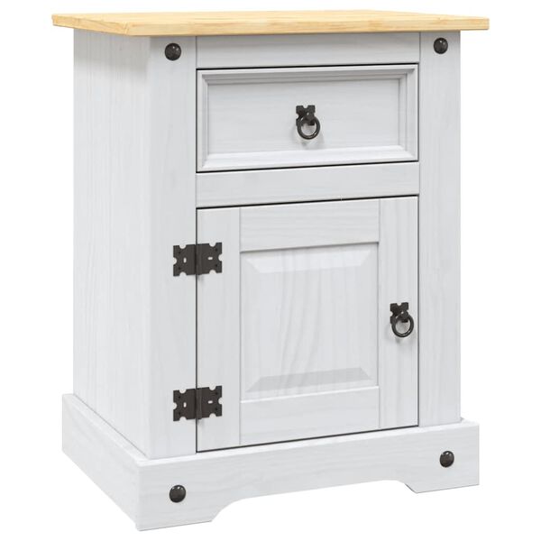 vidaXL Mesa de cabeceira Corona pinho mexicano 53x39x67 cm branco