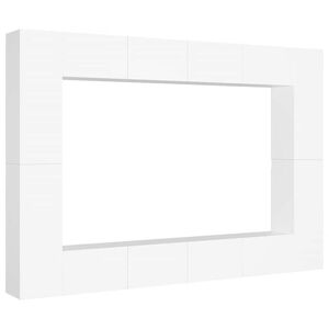 vidaXL 8 pcs conjunto de m&oacute;veis de TV derivados de madeira branco