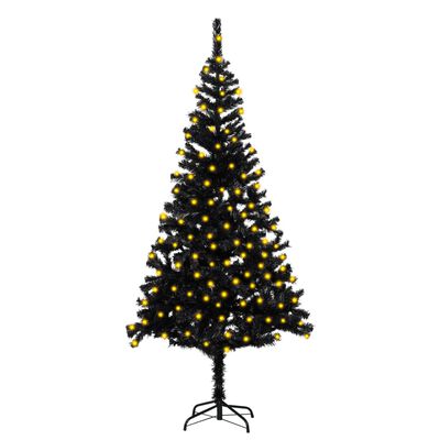 vidaXL Árvore de Natal artificial pré-iluminada + suporte PVC preto