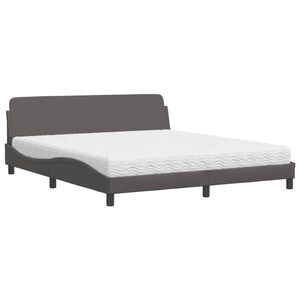 vidaXL Cama com colch&atilde;o Dover 180x200 cm couro artificial cinza