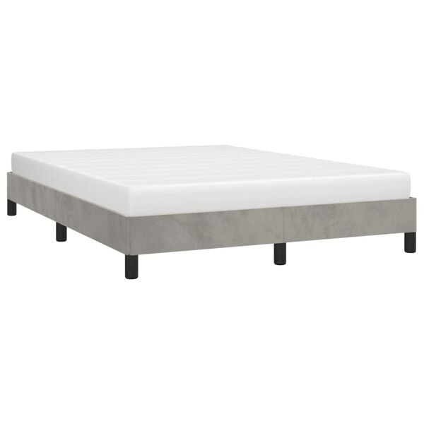 vidaXL Estrutura de cama sem colch&atilde;o 140x190 cm veludo cinzento-claro