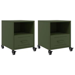 vidaXL Mesas de cabeceira 2 pcs 36x39x43,5 cm a&ccedil;o verde-azeitona