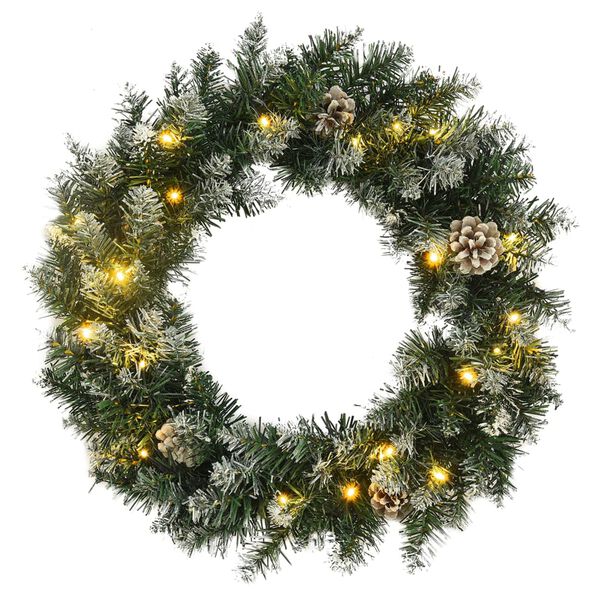 vidaXL Grinalda de Natal com luzes LED 60 cm PVC verde