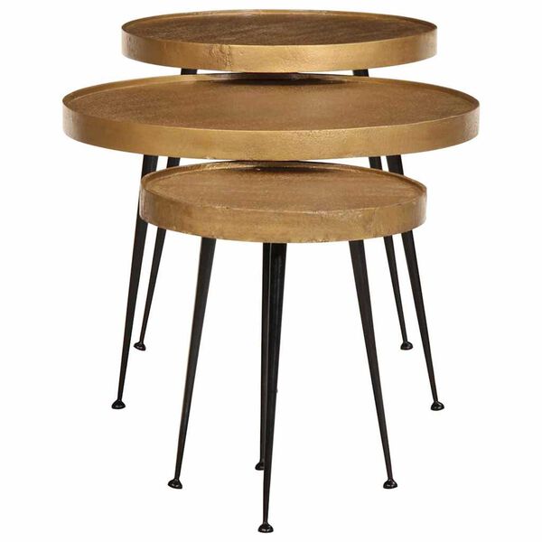 vidaXL Mesas de centro 3 pcs derivados de madeira dourado