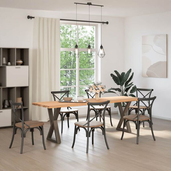 vidaXL P&eacute;s para mesa de jantar 2 pe&ccedil;as a&ccedil;o natural 60x(72-73,3) cm a&ccedil;o