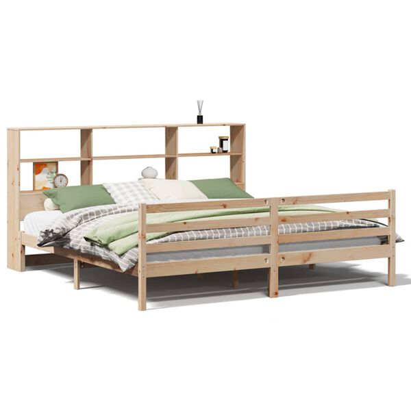 vidaXL Cama com estante sem colch&atilde;o 180x200 cm pinho maci&ccedil;o