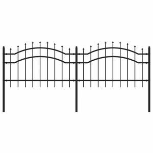 vidaXL Cerca de jardim Woerden com ponta em forma de lan&ccedil;a, preto, 240x75 cm, em a&ccedil;o.