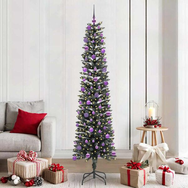 vidaXL &Aacute;rvore de Natal Artificial Verde 210 cm PVC, Pl&aacute;stico e A&ccedil;o