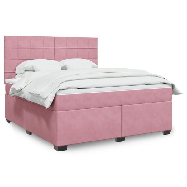 vidaXL Cama com molas/colch&atilde;o 180x200 cm veludo rosa
