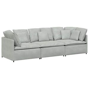 vidaXL Sof&aacute; modular com almofadas veludo cinzento-claro