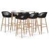 vidaXL 7 pcs conjunto de bar branco e preto